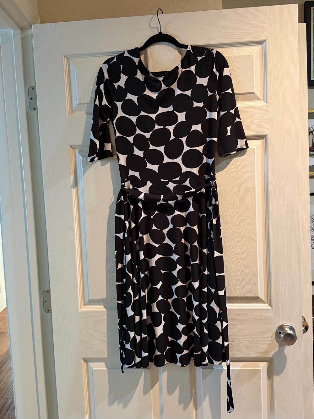 Leota Black and White Polka Midi Dress, size M
